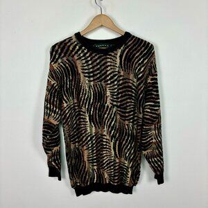 Vintage Tundra Knit Sweater Crewneck Pullover Striped Multicolor Mens Size S